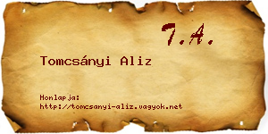 Tomcsányi Aliz névjegykártya